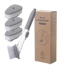 Charger l'image dans la galerie, Kitchen Cleaning Brush 2 In 1 Long Handle Cleaing Brush with Removable Brush Sponge Dispenser Dishwashing Brush Kitchen Tools