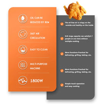 Load image into Gallery viewer, Multifunctional Electric Air Fryer 6.5L Cooker Fryer Without Oil Touch Screen Smart Digital 360 Degree Hot Air Circulation