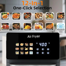 Load image into Gallery viewer, 15L Pro Air Fryer Oven With Grill 12 in 1 Smart Convection Oven Nonstick Basket Glass Window Black