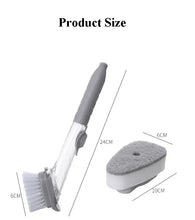 Charger l'image dans la galerie, Kitchen Cleaning Brush 2 In 1 Long Handle Cleaing Brush with Removable Brush Sponge Dispenser Dishwashing Brush Kitchen Tools