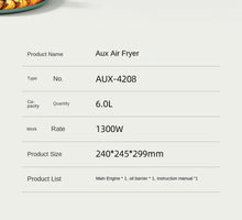 Load image into Gallery viewer, 220V AUX Air Fryer and Oven Combo: Multifunctional, Fully Automatic, No Oil Technology, Easy-to-clean DD