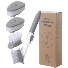 Charger l'image dans la galerie, Kitchen Cleaning Brush 2 In 1 Long Handle Cleaing Brush with Removable Brush Sponge Dispenser Dishwashing Brush Kitchen Tools