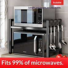 Load image into Gallery viewer, Countertop Kitchen Microwave Storage Rack, Telescopic Desktop Shelf for Rice Cookers and Ovens, A Household Storage Organizer
