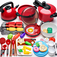 Load image into Gallery viewer, Children's Educational Play Kitchen Set – Pretend Play Cookware with Simulated Induction Cooker, Cooking &amp; Cutting Toys for Boys
