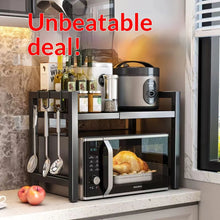 Load image into Gallery viewer, Countertop Kitchen Microwave Storage Rack, Telescopic Desktop Shelf for Rice Cookers and Ovens, A Household Storage Organizer
