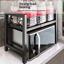 Load image into Gallery viewer, Countertop Kitchen Microwave Storage Rack, Telescopic Desktop Shelf for Rice Cookers and Ovens, A Household Storage Organizer
