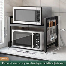 Load image into Gallery viewer, Countertop Kitchen Microwave Storage Rack, Telescopic Desktop Shelf for Rice Cookers and Ovens, A Household Storage Organizer
