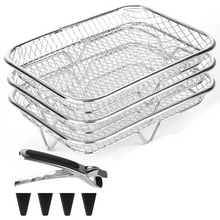 Charger l'image dans la galerie, Stackable Rectangular Air Fryer Shelves, 304 Stainless Steel, 3 Tiers For Enhanced Air-Fryingb64b
