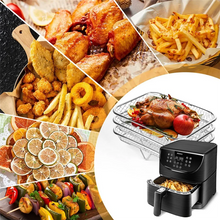 Charger l'image dans la galerie, Stackable Rectangular Air Fryer Shelves, 304 Stainless Steel, 3 Tiers For Enhanced Air-Fryingb64b
