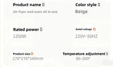 Load image into Gallery viewer, Air Frying Oven Steaming and Baking Integrated Electric Oven Household Multi-functional Visual Model Fumes-free Baking Fryer
