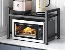Load image into Gallery viewer, Countertop Kitchen Microwave Storage Rack, Telescopic Desktop Shelf for Rice Cookers and Ovens, A Household Storage Organizer
