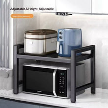 Load image into Gallery viewer, Countertop Kitchen Microwave Storage Rack, Telescopic Desktop Shelf for Rice Cookers and Ovens, A Household Storage Organizer
