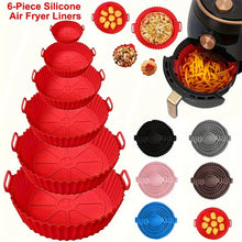 Load image into Gallery viewer, 6PC Air Fryer Mats - 450°F Silicone Non-Stick Dual Texture Dishwasher Safe Crispy/Steam Cooking
