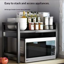 Load image into Gallery viewer, Countertop Kitchen Microwave Storage Rack, Telescopic Desktop Shelf for Rice Cookers and Ovens, A Household Storage Organizer
