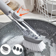 Charger l'image dans la galerie, Kitchen Cleaning Brush 2 In 1 Long Handle Cleaing Brush with Removable Brush Sponge Dispenser Dishwashing Brush Kitchen Tools
