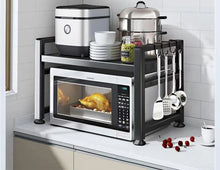 Load image into Gallery viewer, Countertop Kitchen Microwave Storage Rack, Telescopic Desktop Shelf for Rice Cookers and Ovens, A Household Storage Organizer
